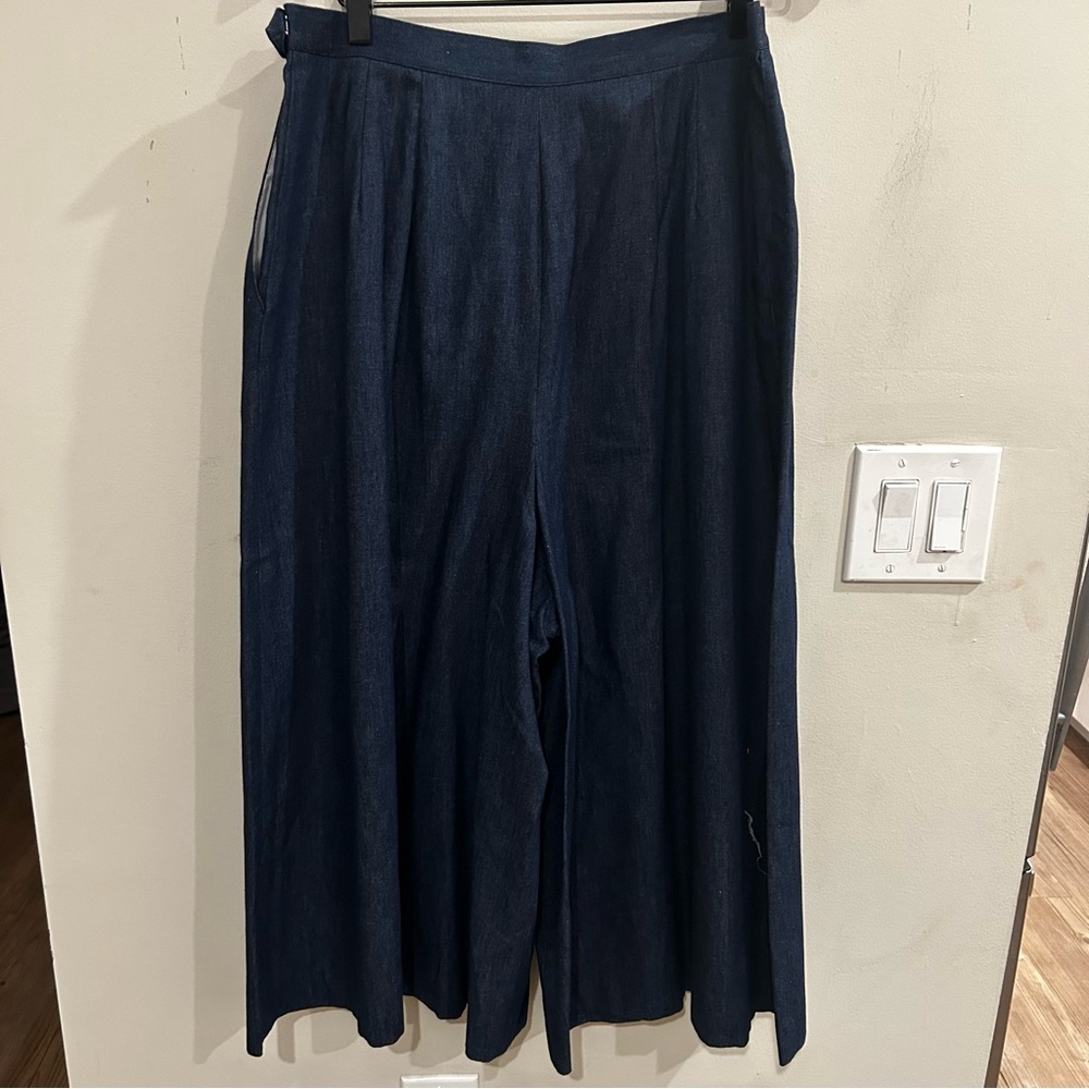 Vintage Century Dark Blue Wide-Leg denim Pants with inside pockets. Size Plus 3